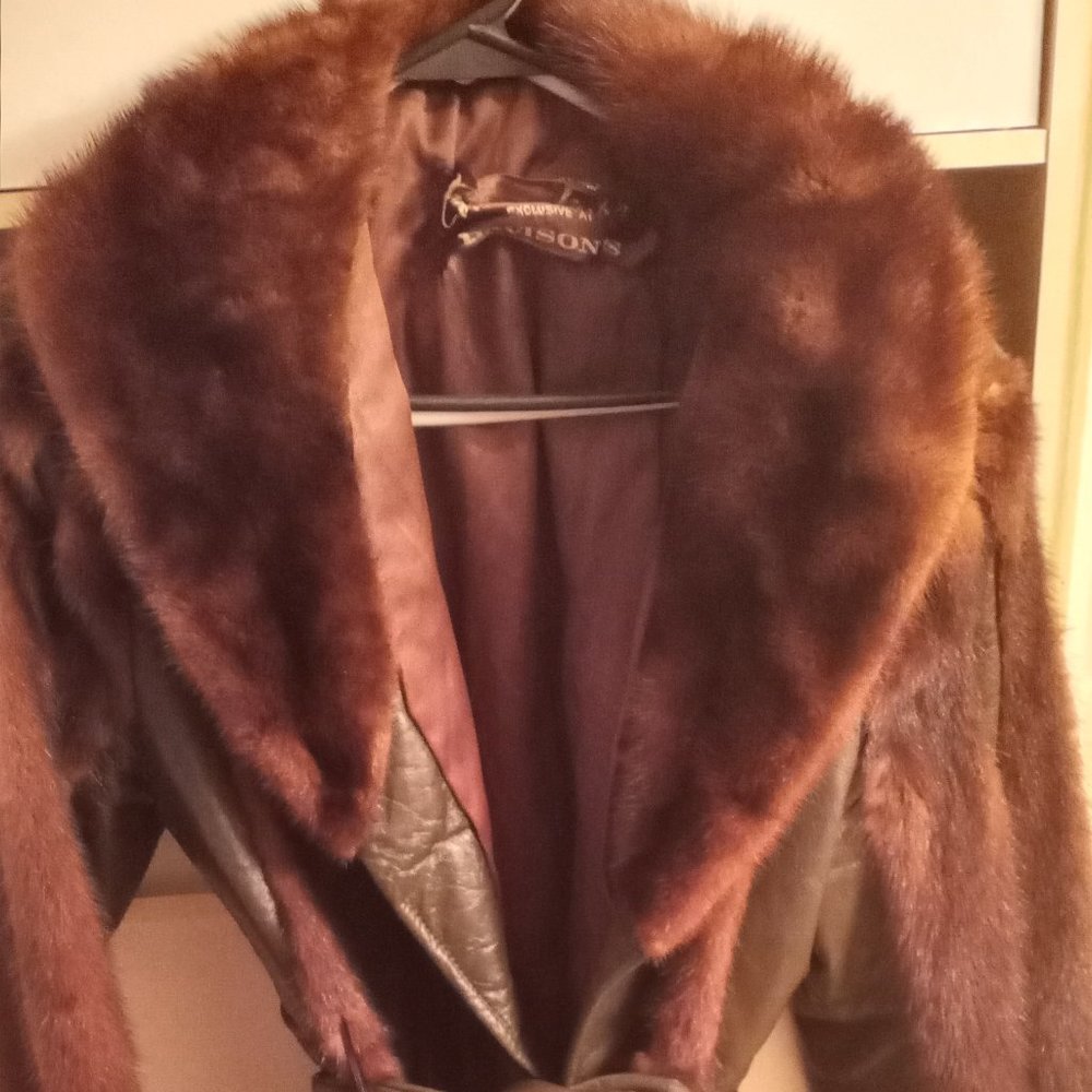 Size 6 Mink and Leather Jacket